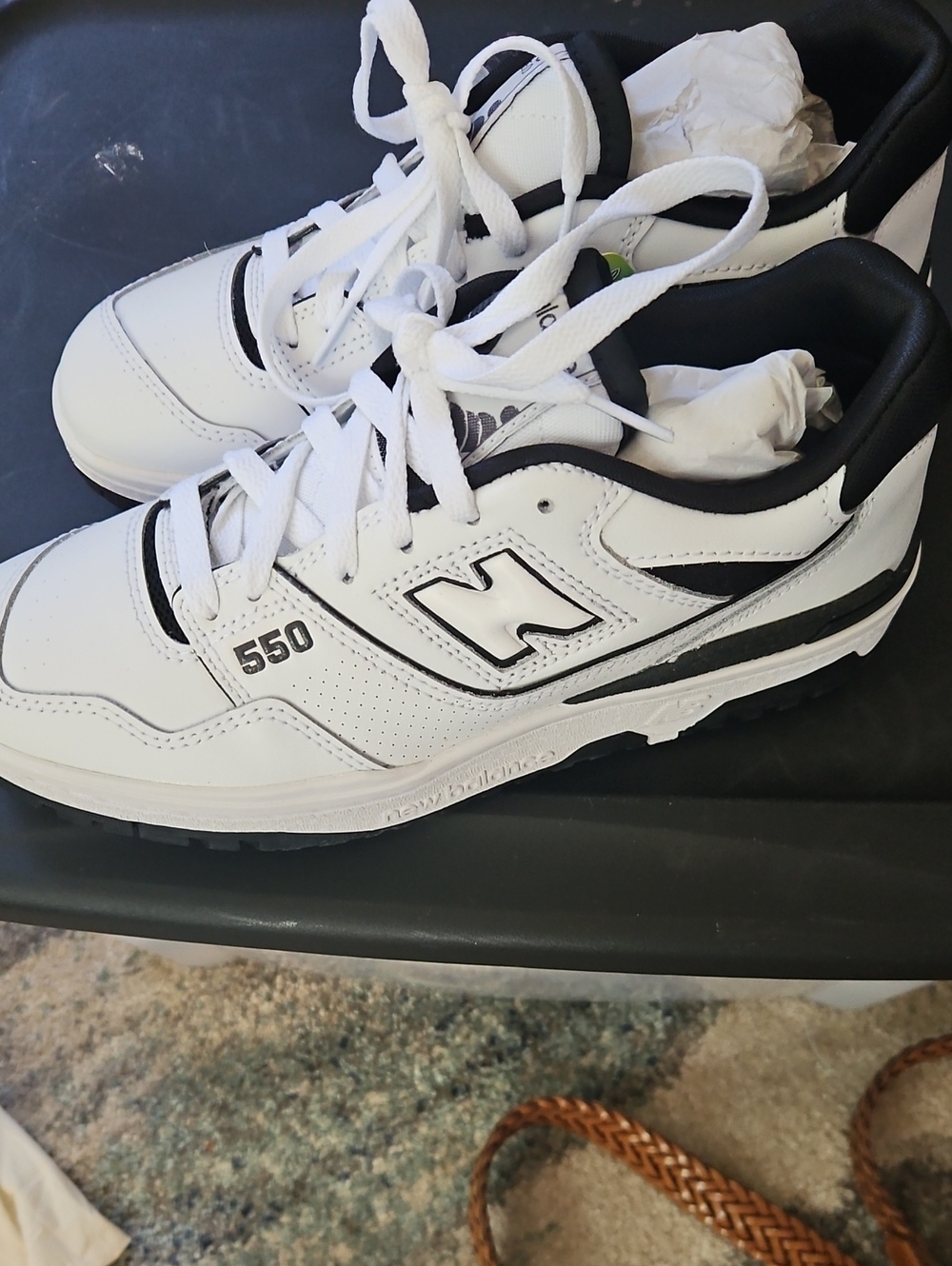 New Balance 550 Men's White and Black Leather Sneakers